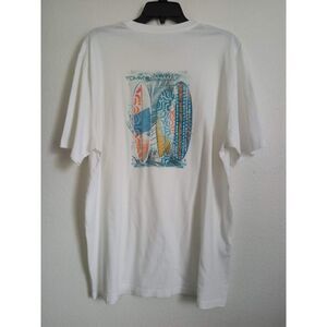 Tommy Bahama Surfboard Beach T-Shirt White Cotton Short Sleeve Crew Neck Large